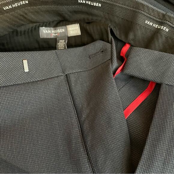 Van Heusen Flex Fit Flat front Straight leg dress pants Ash Blue Navy men 36 new - Picture 9 of 11